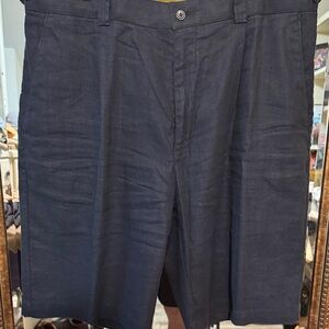 Tommy Bahama Men's Dark Navy Flat Front Linen-Blend Shorts. Island Soft brand